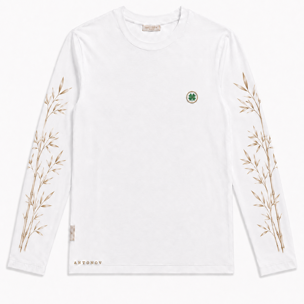 Clover Long Sleeve Tee is a premium white long-sleeve T-shirt