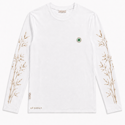 Clover Long Sleeve Tee is a premium white long-sleeve T-shirt