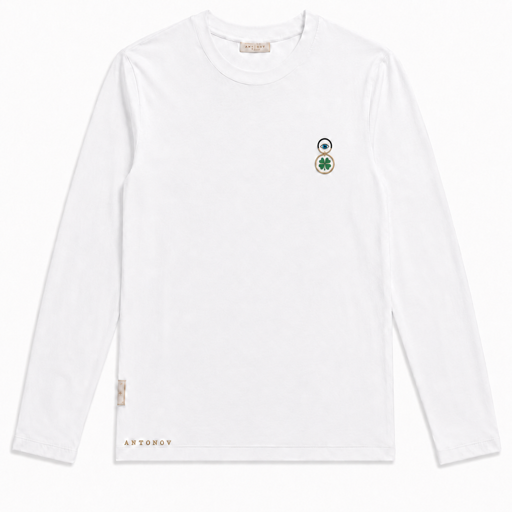Clover Long Sleeve Tee is a premium white long-sleeve T-shirt