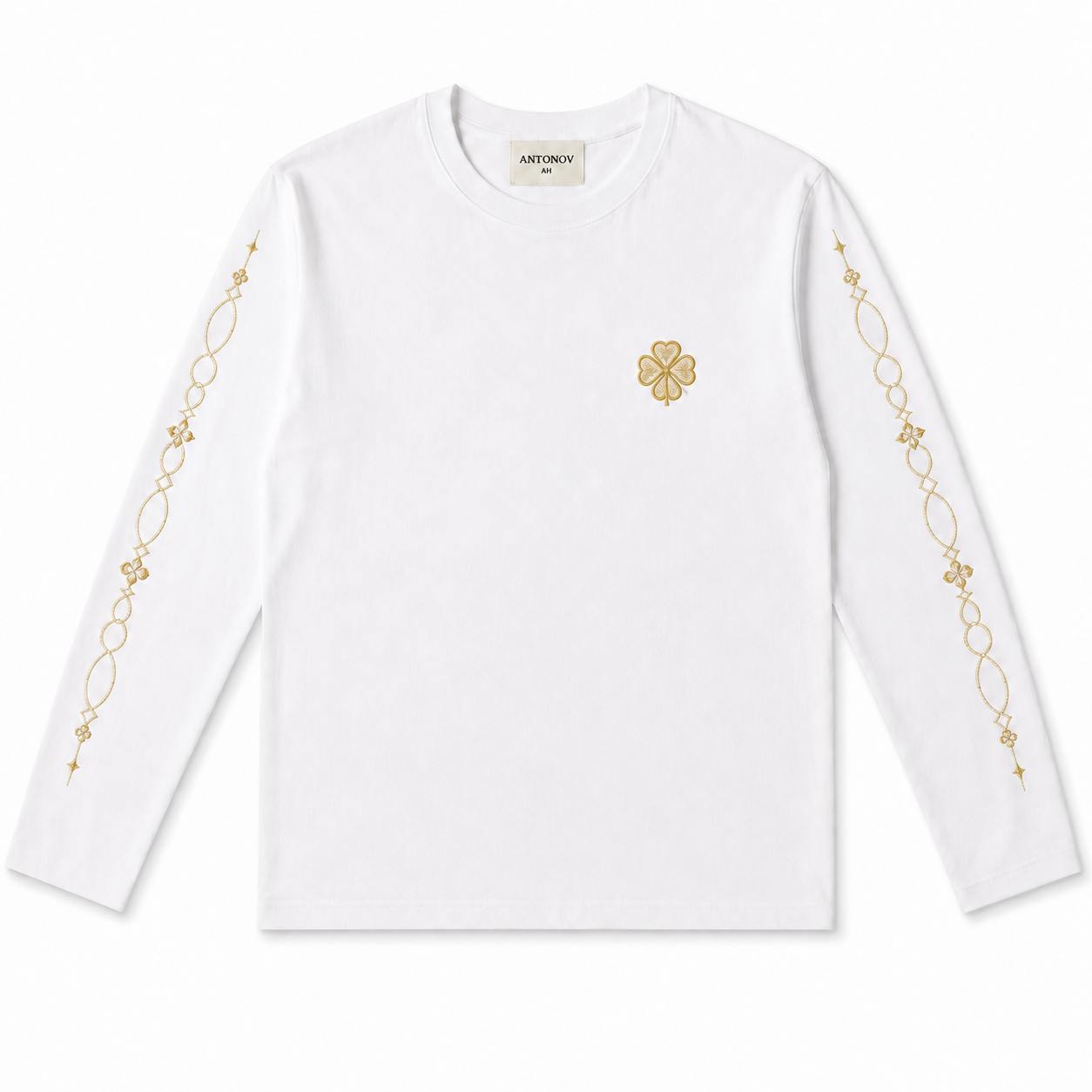Clover Long Sleeve Tee is a premium white long-sleeve T-shirt