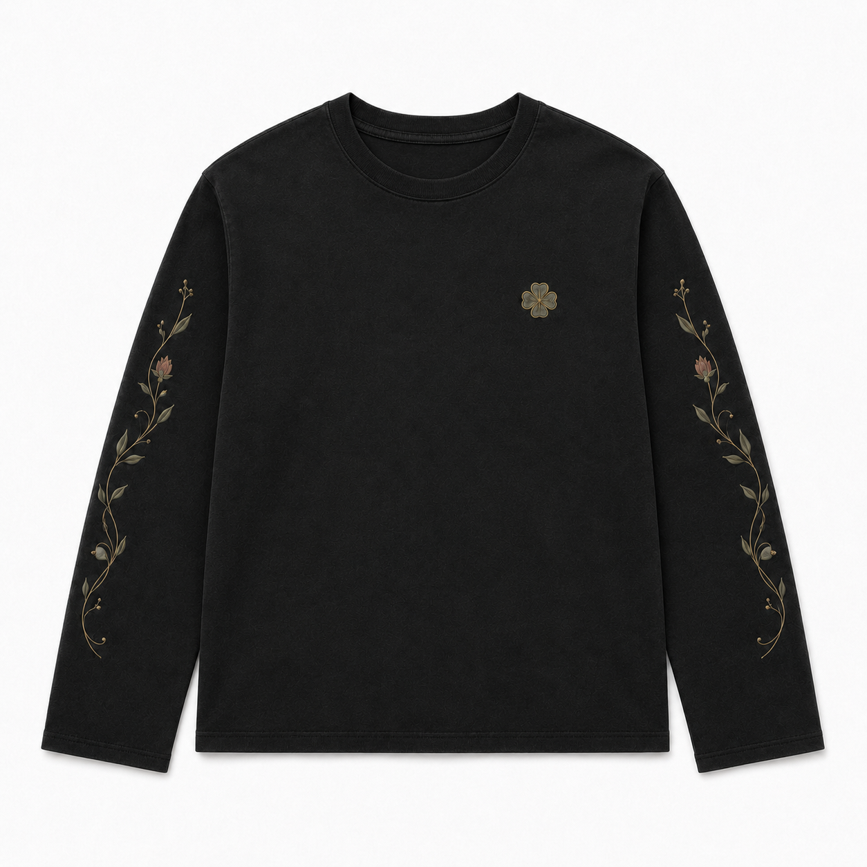 Clover Long Sleeve Tee is a premium black long-sleeve T-shirt